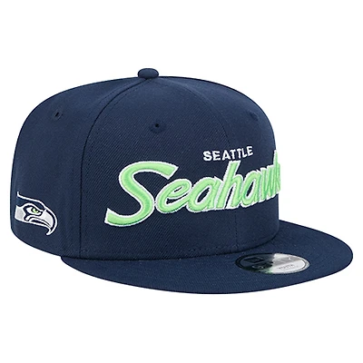 Youth New Era Navy Seattle Seahawks Main Script 9FIFTY Snapback Hat