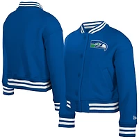 Veste polaire à boutons-pression New Era Royal Seattle Seahawks Throwback Chenille Applique pour jeune