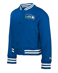 Veste polaire à boutons-pression New Era Royal Seattle Seahawks Throwback Chenille Applique pour jeune