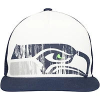 Youth New Era White/College Navy Seattle Seahawks Distressed 9FIFTY A-Frame Snapback Hat