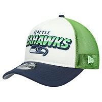 Youth New Era  White/College Navy Seattle Seahawks Streak 9FORTY A-Frame Adjustable Hat