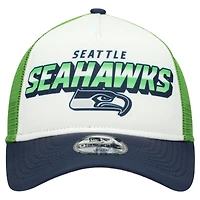 Youth New Era  White/College Navy Seattle Seahawks Streak 9FORTY A-Frame Adjustable Hat