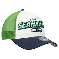 Casquette ajustable New Era blanche/bleu marine universitaire Seattle Seahawks Streak 9FORTY A-Frame pour jeune