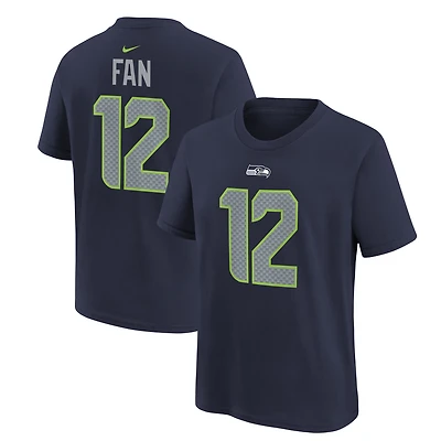 Youth Nike 12 Fan College Navy Seattle Seahawks Name & Number T-Shirt