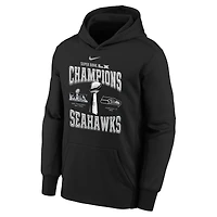Sweat à capuche authentique Nike noir Seattle Seahawks Super Bowl LX Champions Locker Room Trophy Collection pour jeunes