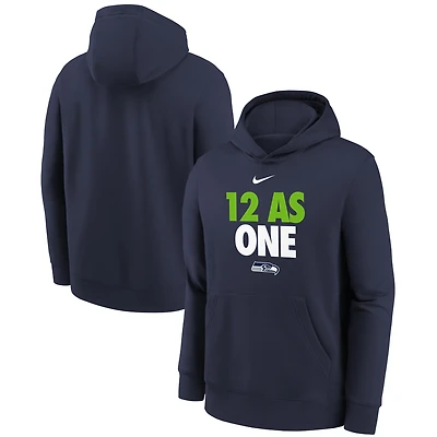 Youth Nike  College Navy Seattle Seahawks 12 As One Fleece Hoodie