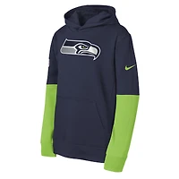 Sweat à capuche Nike College Navy Seattle Seahawks Club pour jeunes