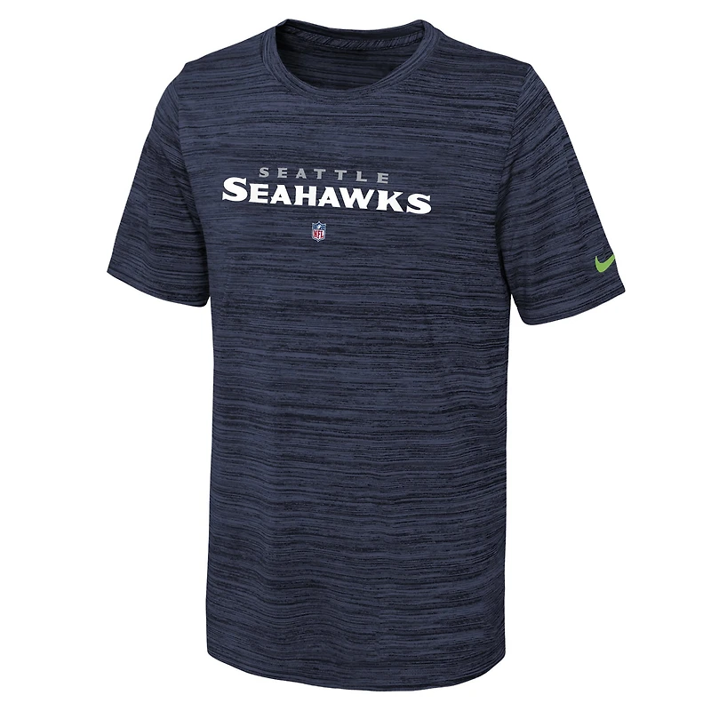 T-shirt Nike College Navy Seattle Seahawks Team Sideline Velocity Performance pour jeune