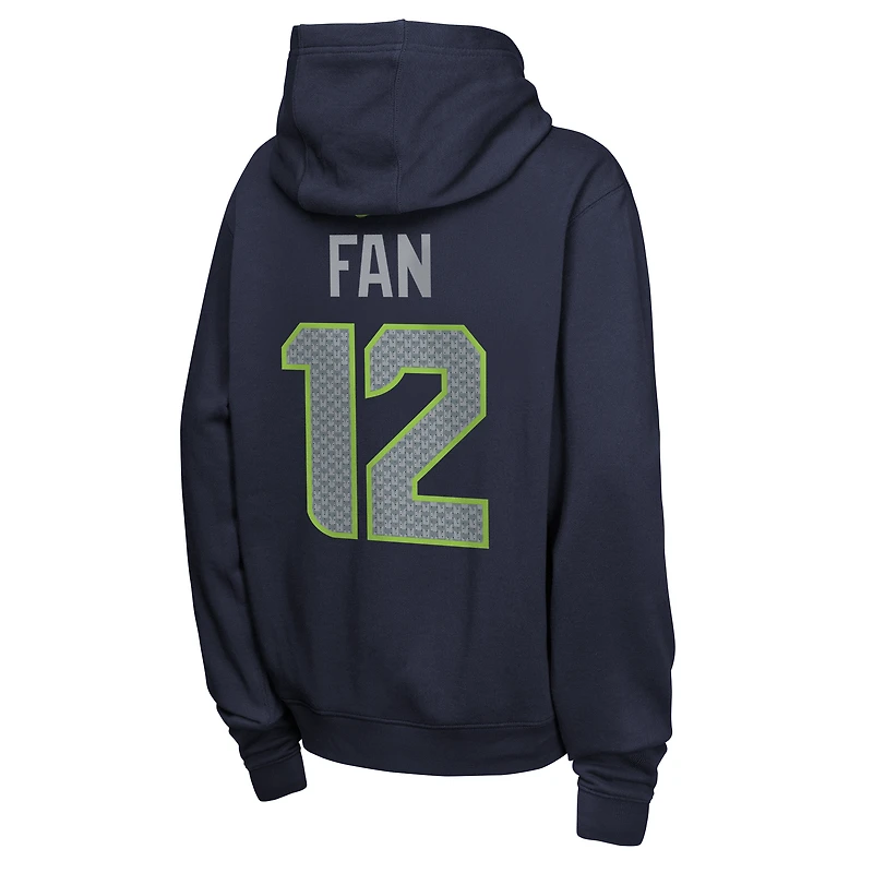 Youth Nike Fan 12 College Navy Seattle Seahawks Name & Number Club Fleece Hoodie