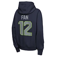Youth Nike Fan 12 College Navy Seattle Seahawks Name & Number Club Fleece Hoodie