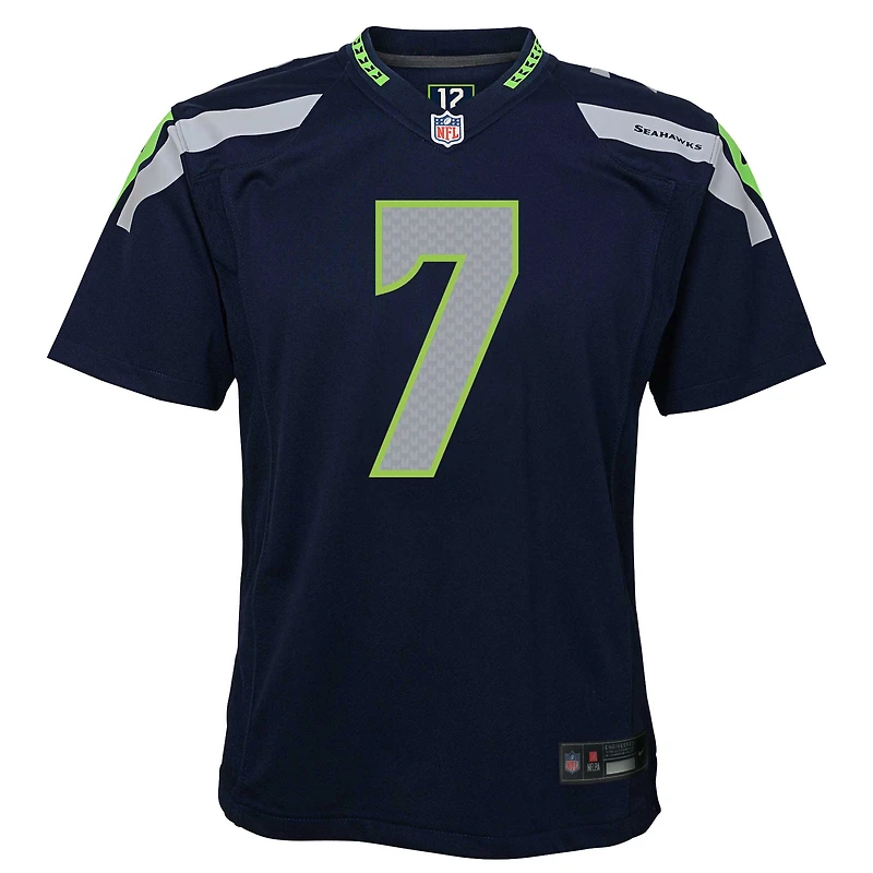 Maillot de match Nike Geno Smith bleu marine pour jeunes des Seahawks Seattle
