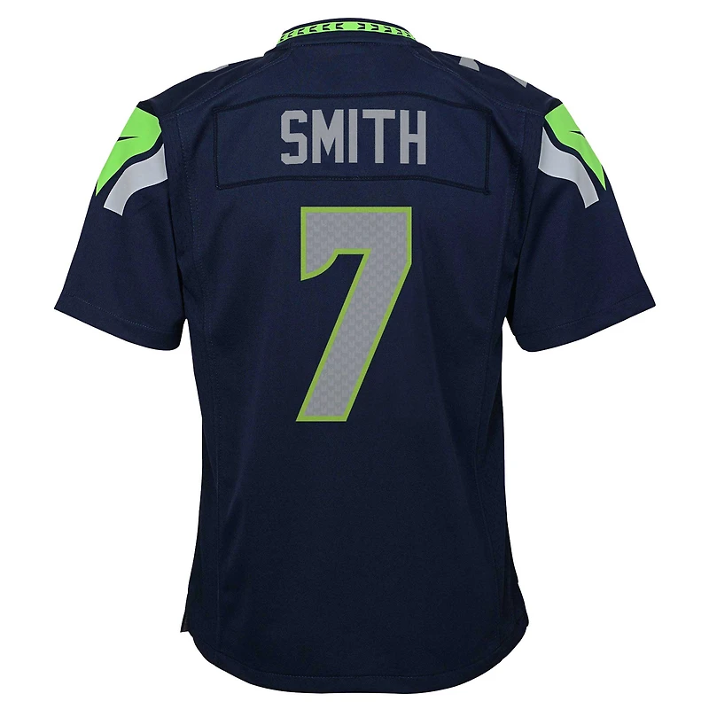 Maillot de match Nike Geno Smith bleu marine pour jeunes des Seahawks Seattle