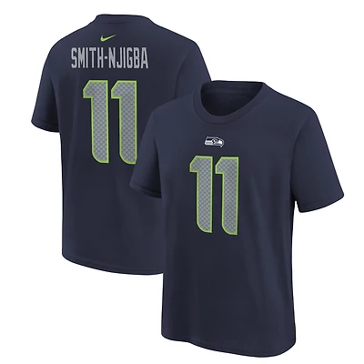 T-shirt Nike pour enfant Jaxon Smith-Njigba, universitaire, bleu marine, Seattle Seahawks, nom et numéro du joueur