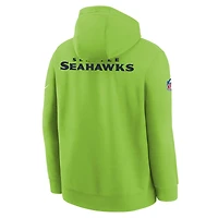 Youth Nike  Neon Green Seattle Seahawks 2025 Sideline Club Fleece Hoodie