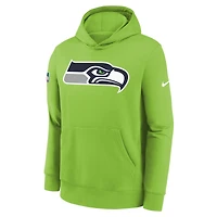 Youth Nike  Neon Green Seattle Seahawks Sideline Club Fleece Hoodie