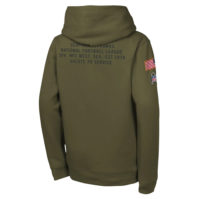 Sweat à capuche en polaire Nike Olive Seattle Seahawks 2025 Salute to Service Club pour jeune