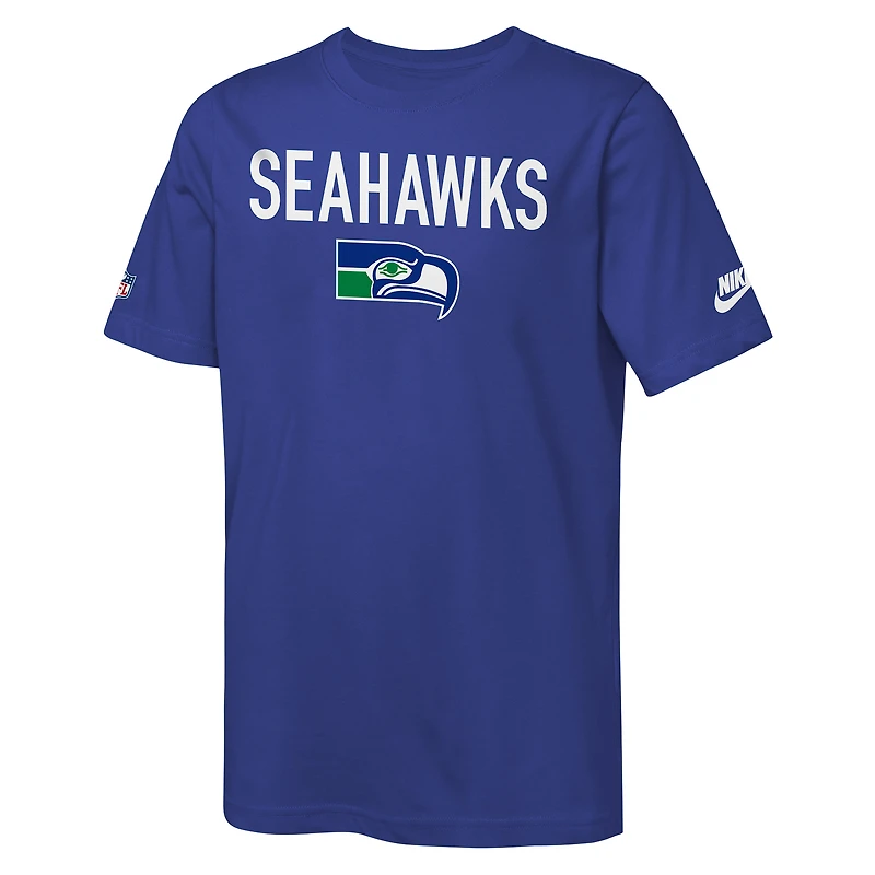 T-shirt Nike Royal Seattle Seahawks 2025 Sideline Dri-FIT pour jeune
