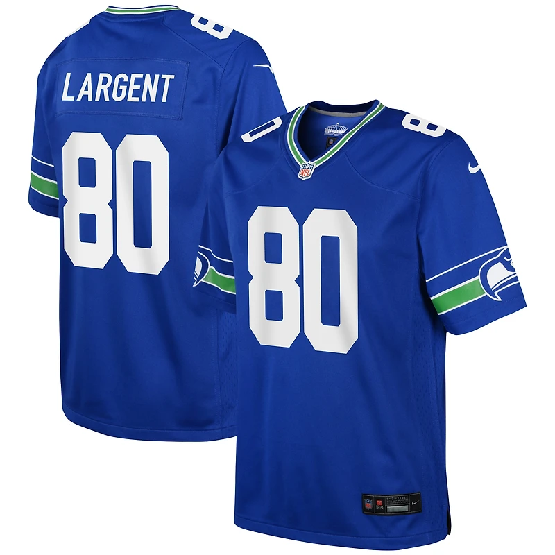 Maillot de match joueur retraité suppléant Nike Steve Largent Royal Seattle Seahawks pour jeune