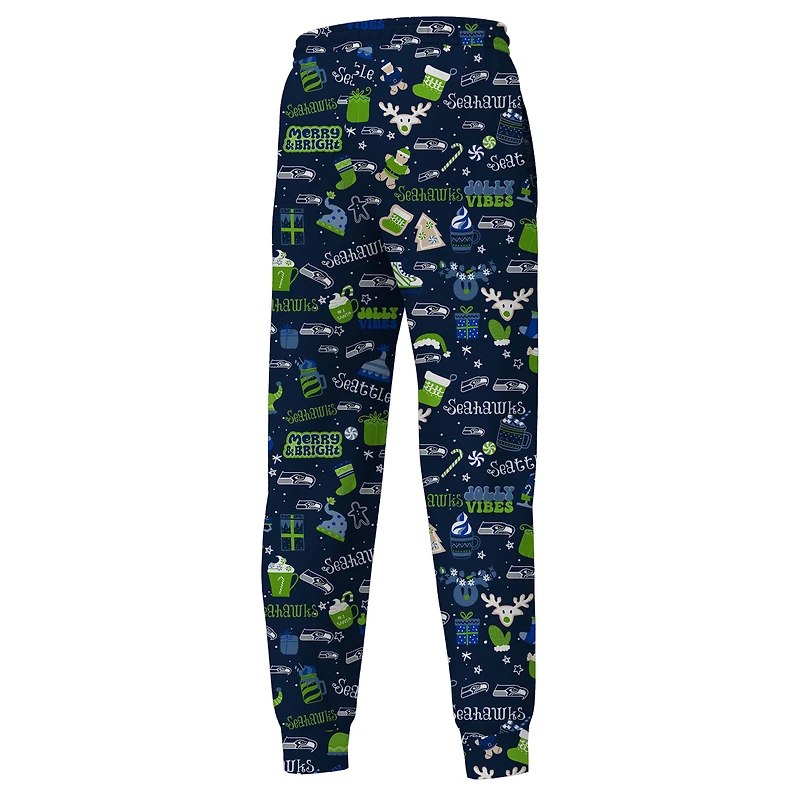 Youth Outerstuff College Navy Seattle Seahawks Chestnut Holiday Sleep Set