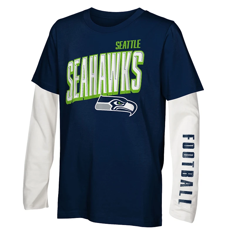 Youth Outerstuff College Navy Seattle Seahawks the Mix T-Shirt Combo Set