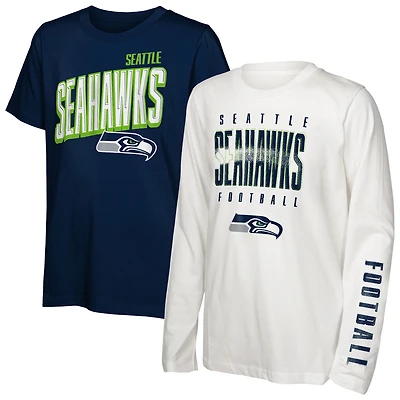 Youth Outerstuff College Navy Seattle Seahawks the Mix T-Shirt Combo Set