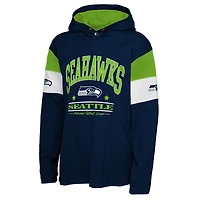 T-shirt à capuche manches longues pour jeunes Outerstuff College Navy des Seattle Seahawks « The Champs Back »