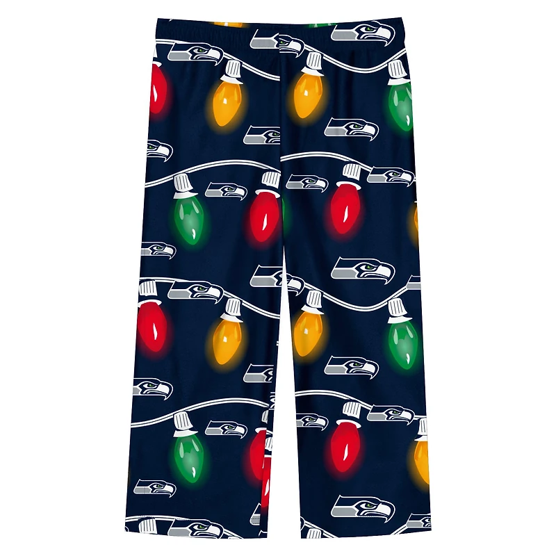 Youth Seattle Seahawks Two-Piece Garland Holiday Long Sleeve Pajama Set