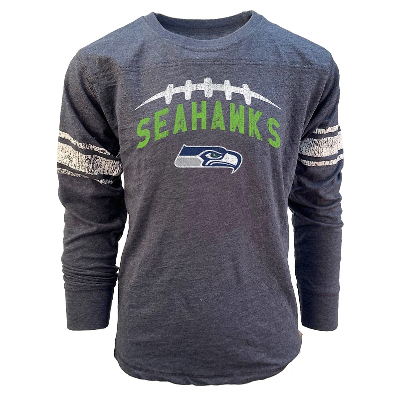 Youth Wes & Willy College Navy Seattle Seahawks Football Long Sleeve T-Shirt