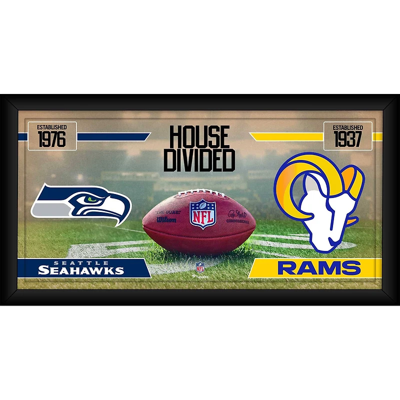 Collage de football encadré 10" x 20" des Seahawks de Seattle contre les Rams de Los Angeles