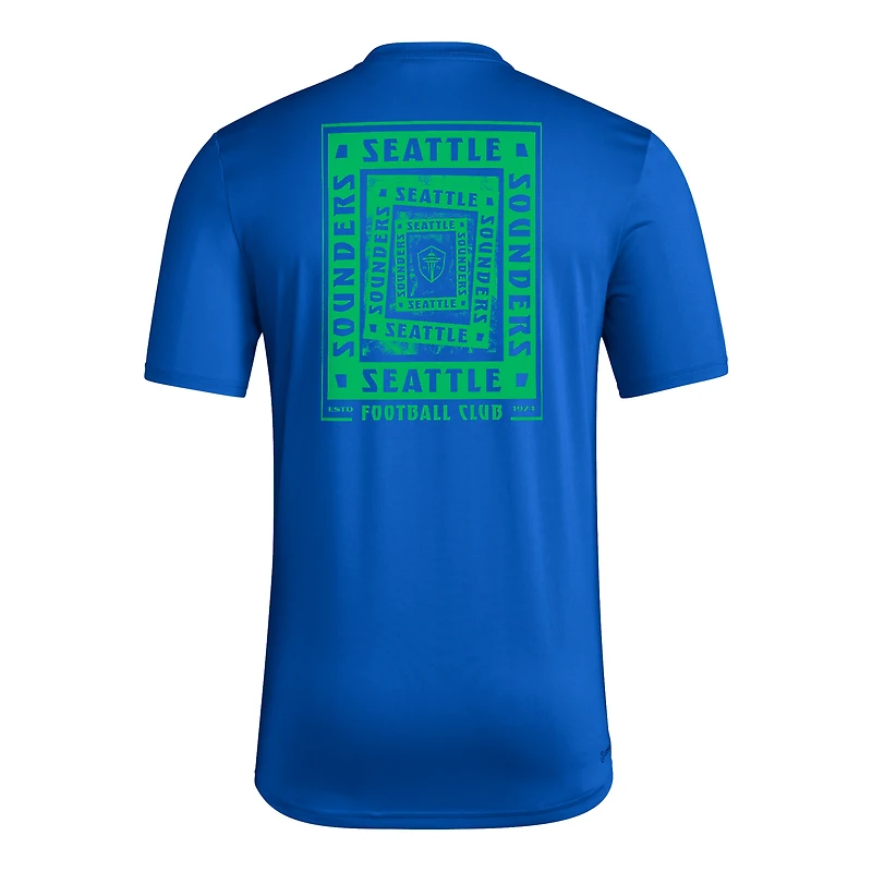 T-shirt cache-cœur bleu adidas Seattle Sounders FC pour homme