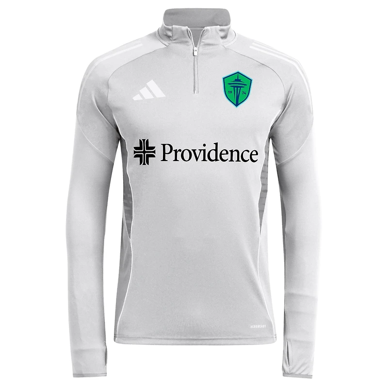 Men's adidas  Silver Seattle Sounders FC 2025 AEROREADY Quarter-Zip Long Sleeve Training Top