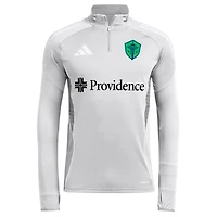 Men's adidas  Silver Seattle Sounders FC 2025 AEROREADY Quarter-Zip Long Sleeve Training Top
