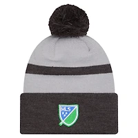 Men's New Era  Gray Seattle Sounders FC 2025 Kickoff Cuffed Knit Hat with Pom