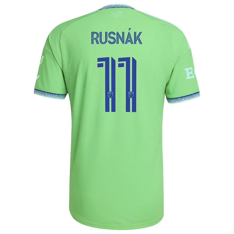 Men's adidas Albert Rusnak Rave Green Seattle Sounders FC 2026 The Evergreen State Kit On-Field Authentic Patch Jersey