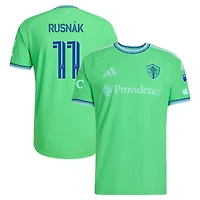 Men's adidas Albert Rusnak Rave Green Seattle Sounders FC 2026 The Evergreen State Kit On-Field Authentic Patch Jersey