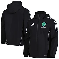 Veste de pluie à capuche entièrement zippée adidas Seattle Sounders FC Tiro 24 pour homme, noire