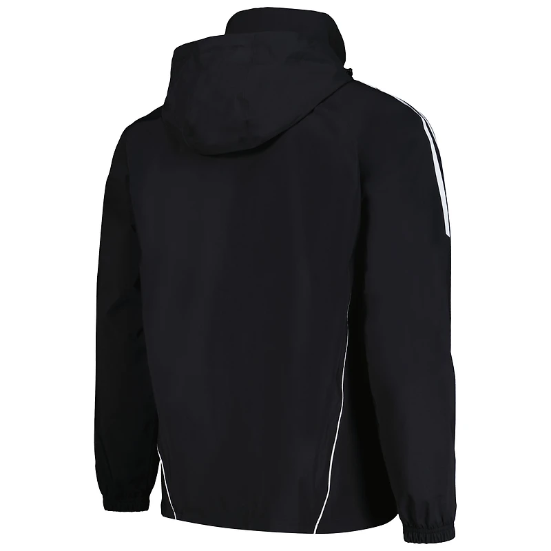 Veste de pluie à capuche entièrement zippée adidas Seattle Sounders FC Tiro 24 pour homme, noire