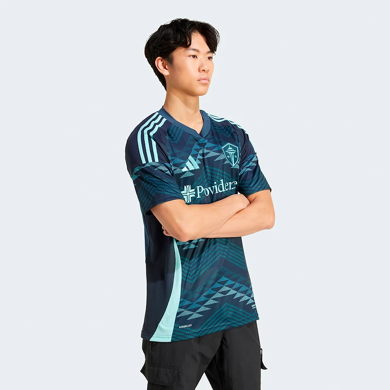 Maillot réplique du kit The Salish Sea 2025 des Seattle Sounders FC bleu adidas pour homme