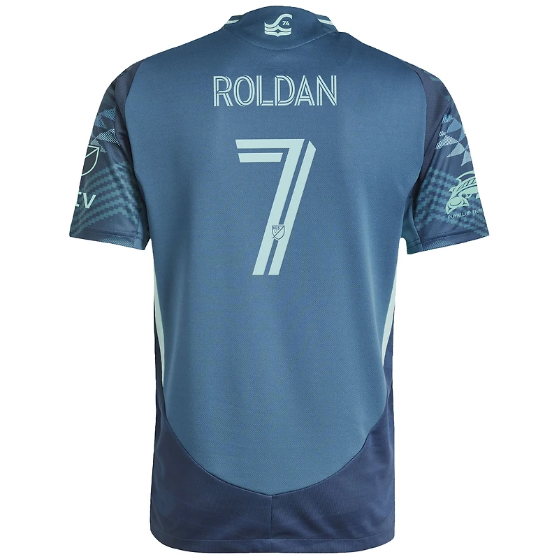 Men's adidas Cristian Roldan Blue Seattle Sounders FC 2025 The Salish Sea Kit On-Field Authentic Jersey