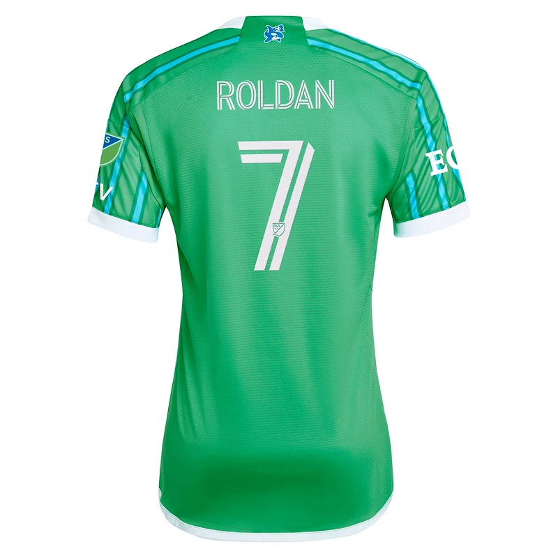 Maillot de joueur authentique Cristian Roldan pour hommes, vert Seattle Sounders FC 2024 The Anniversary Kit
