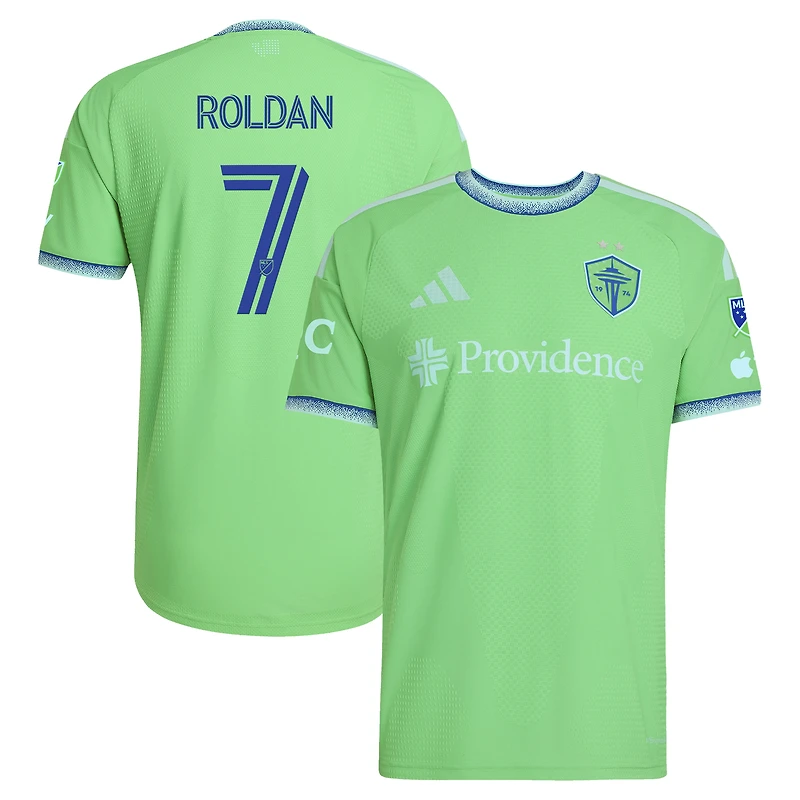 Maillot authentique adidas Cristian Roldan Rave Green Seattle Sounders FC 2026 The Evergreen State Kit pour homme