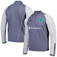 Men's adidas Gray Seattle Sounders FC 2024 On-Field AEROREADY Quarter-Zip Training Top