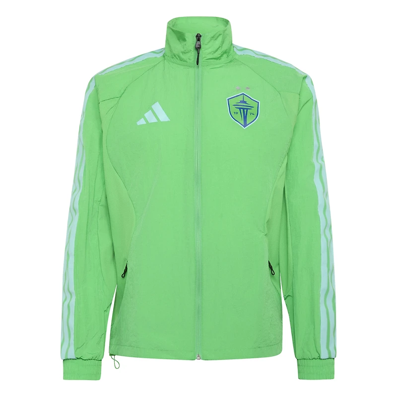 Men's adidas Green Seattle Sounders FC 2026 Anthem Raglan Full-Zip Jacket