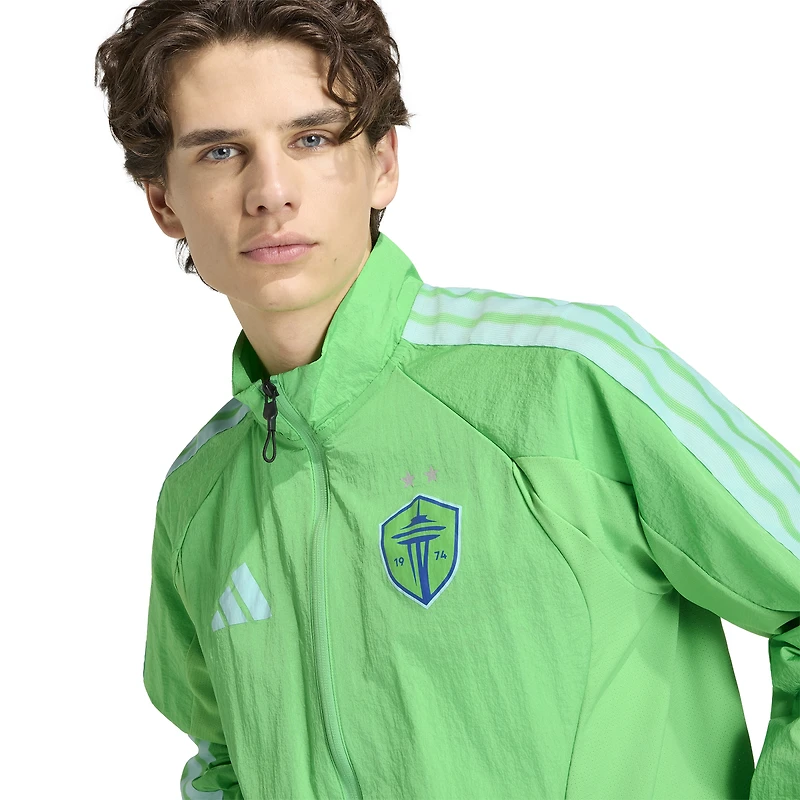 Veste raglan zippée adidas verte Seattle Sounders FC 2026 Anthem pour homme