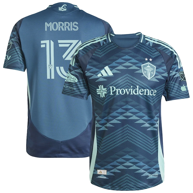 Men's adidas Jordan Morris Blue Seattle Sounders FC 2025 The Salish Sea Kit Authentic Player Jersey
