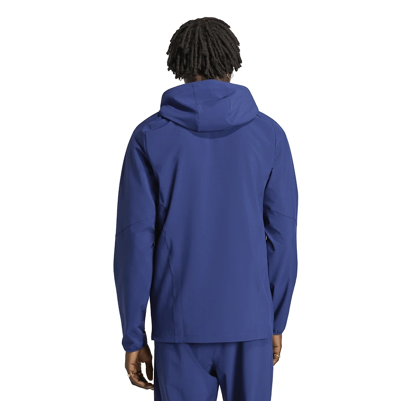 Men's adidas Navy Seattle Sounders FC Tiro Travel Full-Zip Hooded Windbreaker