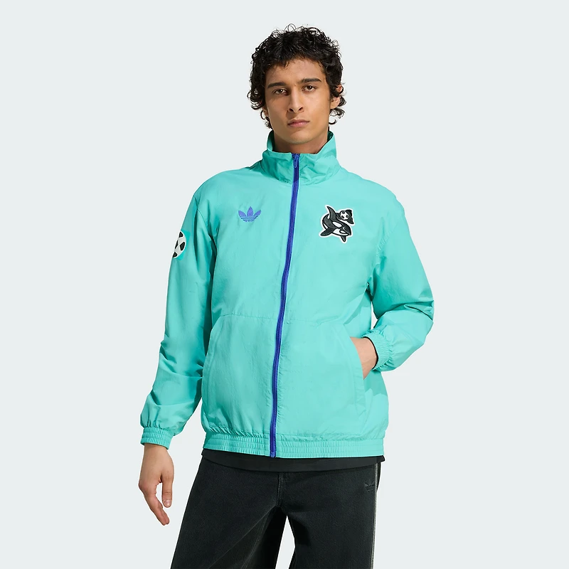 Veste zippée intégrale adidas Originals Aqua Seattle Sounders FC 2025 Archive Collection Anthem pour homme