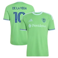 Men's adidas Pedro de la Vega Rave Green Seattle Sounders FC 2026 The Evergreen State Kit Replica Jersey