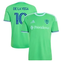 Men's adidas Pedro de la Vega Rave Green Seattle Sounders FC 2026 The Evergreen State Kit Replica Jersey