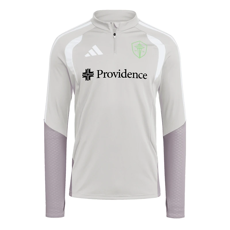 Men's adidas Silver Seattle Sounders FC 2026 Tiro Competition Quarter-Zip Training Top